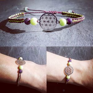 Bracelet fleur de vie - Chrysoprase citron et Sugilite